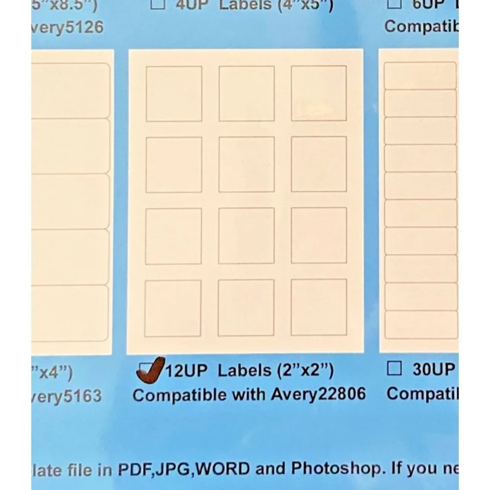 BLEIDRUCK 2x2 Printable Blank Labels 12 per Sheet 240 Avery 22806 Compatible